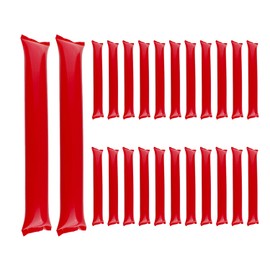 Bojueshaw 24pcs Inflatable Thunder Sticks,Team Spirit SticksPlastic Boom Cheering Noisemakers for Sports Games & Parties(Red)
