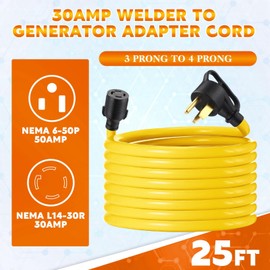 25 FT NEMA 6-50P to L14-30R 50A to 30A Welder Adapter Cord