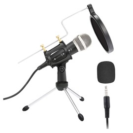 Mobestech 1set Podcast Microphone Kit Stand Windscreen and Data Cable for Online Classes Karaoke and Live Recording