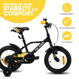 HH HILAND Kids Bike 14 Inch Kids' Bicycles for Boys Girls Age 3-5 Years, Children's Bicycle with Training Wheels Black Orange