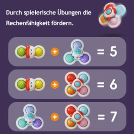 Suction Cup Toy Baby, Pack of 3 Sensory Toy Baby 1 Year, Suction Cup Rotating Toy, Bath Toy, Water Toy with Suction Cup, Gifts for 12 Months +