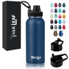 Trek Leaf Travel Water Bottle with 3 Lids (Spout, Straw,