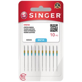 Singer 10-Pack Stretch 2045 Sewing Machine Needles, Size 90/14