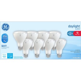 GE Daylight LED Floodlight Bulbs, 9 Watt (65 Watt Equivalent) Cool Energizing Light, Medium Base, Indoor, Dimmable (8 Pack)