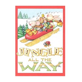 Meggan's Warehouse Mary Engelbreit Christmas Card 9 Pack, Jingle all the Way, Merriest Christmas (5 Inches x 7 Inches, White Envelopes, 9-1)