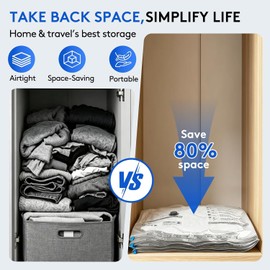 15+1 Packs Vacuum Bags for Travel with Rechargeable Pump, 3 Sizes Vacuum Seal Bags for Clothing, Compression Vacuum Travel Bags for Luggage, Vacuum