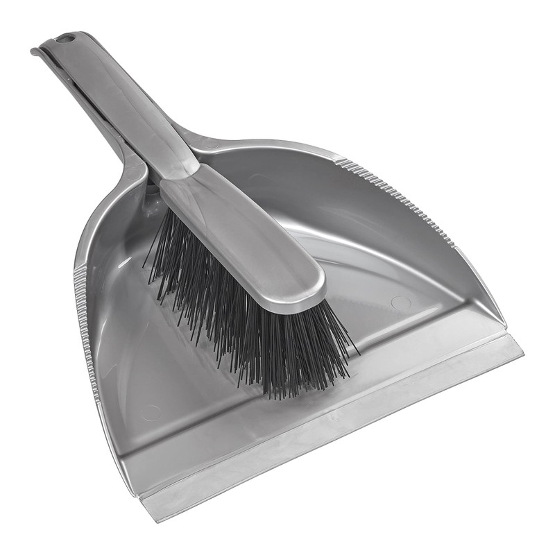 Elliott Dustpan and Brush Set, Durable Plastic Pan with Rubber