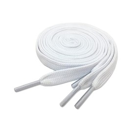 Boolavard 2 Pairs Premium Flat Shoe Laces for Sneakers, Shoelaces for Sneakers, Athletic Shoelaces 8mm Wide (White, 80cm)