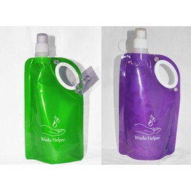 Zaffron Shop Wudu Helper Ablution Water Carrier Bottle with Handle (Purple and Light Green (2 Bottles))