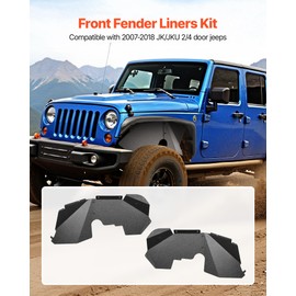 VEVOR Inner Fender Liner, Front Fender Liner Compatible with 2007-2018 Jeeps JK/JKU 2/4 Doors, Steel Mud Guards Bolt-on Style Fenders Flare, Wheel Well Cover Fenders Flare Liners, Scratch-Resistant