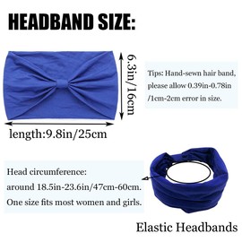 Woeoe African Headbands Knotted Hairbands Blue Yoga Sport Head Wraps Wide Elastic Head Scarf for Women and Girls (Pack of 4)