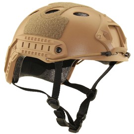 QMFIVE Tactical Helmet, Airsoft Army Military Style PJ Type Fast Helmet with NVG Mount Goggles for CQB Shooting Paintball (Desert+light)