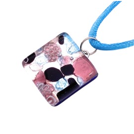 Murano Glass Pendant, Handmade Millefiori Glass Pendant with Silver Leaf, Murano Glass Jewellery, Venetian Glass from Venice Italy, 2cm x 2cm (Diana) MGPD11
