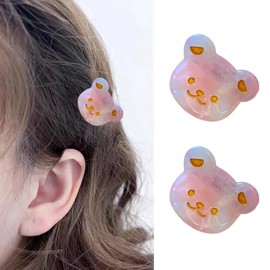 Cute Hair Clips for Women, Mini Bear Hair Accessories 2Pcs Kawaii Hair Claw Clips Cartoon Bear Hair Barrettes Non Slip Fashion Hair Jaw Clips Acrylic Small Hair Clamps for Party Hair Supplies