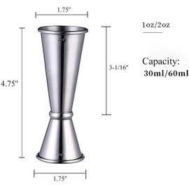 Yesland 3 Pcs Double Cocktail Jigger - Double Jigger and Japanese Style Stainless Steel Bar Measuring Jigger - 0.5 Oz to 2 Oz Jiggers -Silver Alcohol Measuring Tools(4.75 Inches)
