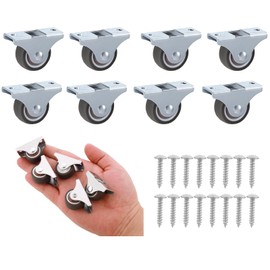 MYTOAU 8pcs 1 Inch Low Profile Rubber Non Swivel Silent Ball Bearing Furniture Caster Wheels