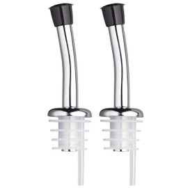 KitchenCraft Oil Pourer Set with Freeflow Spouts and Caps, Metal, 2 Pieces, Silver
