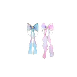 Gorise 4 Stück bunte Haarschleifen aus Bändern, bunte Schmetterlinge, lange Bänder, Zubehör, Krokodilklemmen für Mädchen und Frauen, Geschenke für Hochzeiten, Geburtstagspartys