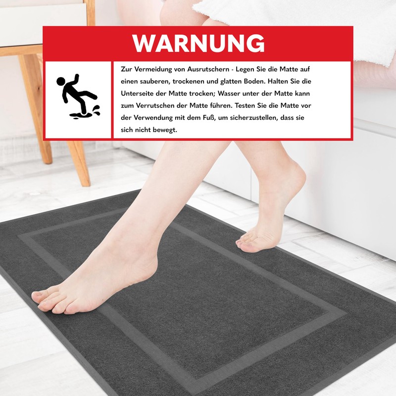 Hammetex Bath Mat Set 2 Pieces, 100% Cotton Shower Mat