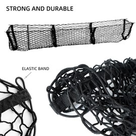 ETL INDUSTRIES 59 Inch Cargo Net Trunk Organizer with 3 Pockets, Heavy Duty Mesh Storage Net for Ford, Dodge, GMC, Chevy Silverado, Toyota, Nissan, Honda Pickup Trucks