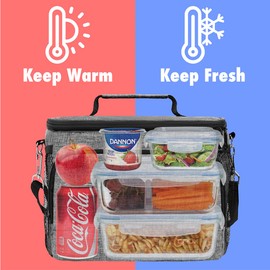 OPUX - Bolsa de almuerzo aislada para hombres y mujeres, lonchera suave para oficina, trabajo, escuela, picnic, a prueba de fugas con correa para el hombro para niños, adultos, niños, niñas, lonchera