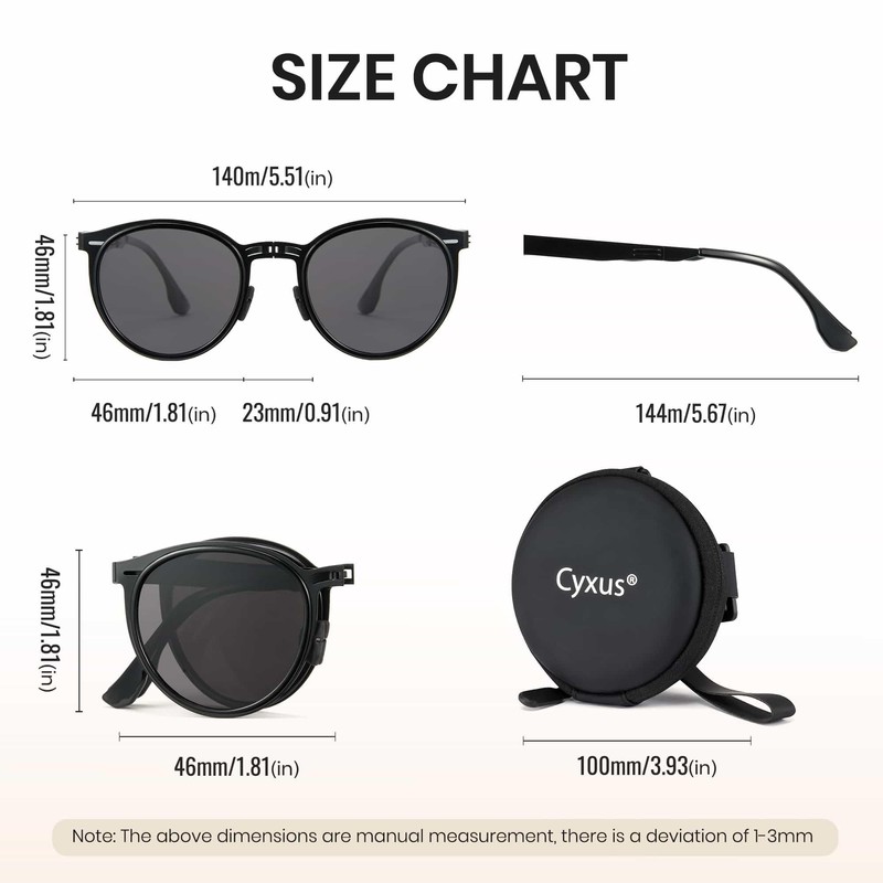 Cyxus P1568 Folding Sunglasses, Polarized Lenses, UV Protection, Small Face