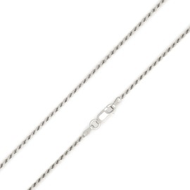 MAZZERI Solid Sterling Silver Italian 1.3mm & 1.6mm Diamond-Cut Braided Rope Chain Necklace for Men Women, 925 Sterling Silver Made in Italy (3.0mm, 16.0 Inches)