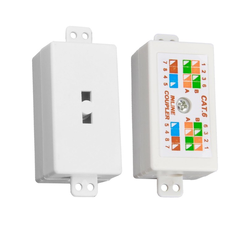 2Pcs Cat6 Junction Box RJ45 Ethernet Coupler High Speed Punch