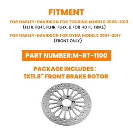 Maxpeedingrods 11.8'' Front Brake Rotor for Harley Touring Models 2008-2013, Mirror-Polished Stainless Steel Rotors, Heat Dissipation Brake part for Harley Dyna Models (front only) 2007-2017