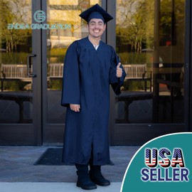 Endea Graduation Matte Cap and Gown (Navy Blue, 60 (6'3'' - 6'5''))