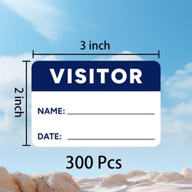 Visitor Pass Stickers – 300 Writable Name Tag Labels, 2 x 3 Inch, Self-Adhesive Identification Badges for Office, School, Events (300Pcs-Blue)