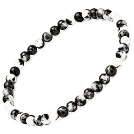 EUMENIDES Women's Stretch Rope Beaded Anklet，Tiger Eye Gemstone Anklet，4/6MM，9.45 Inch，Release Anxiety, (Zebra Patterned Anklet，4MM)