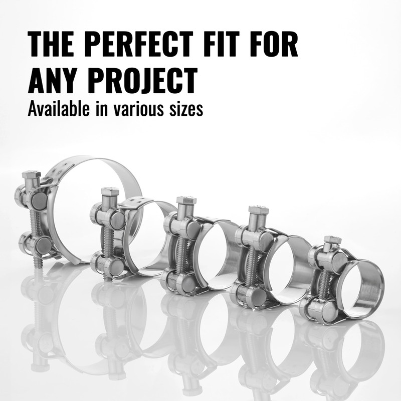 Poppstar 2 Pieces T-Bolt Hose Clamps Stainless Steel Clamping Width