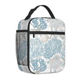 VANZEV Nautical Coastal Lunch Box for Adults Women Girls Boys Kids Starfish Seashell Coral Beach Lunch Box Insulated Cooler Reusable Lunch Bag Container Gifts for Work Office Picnic Travel School