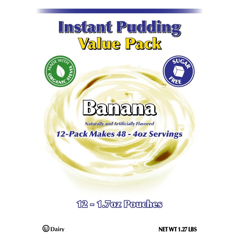 GramZero Banana Sugar Free Pudding Mix 12-Pack, Great For Nutrition