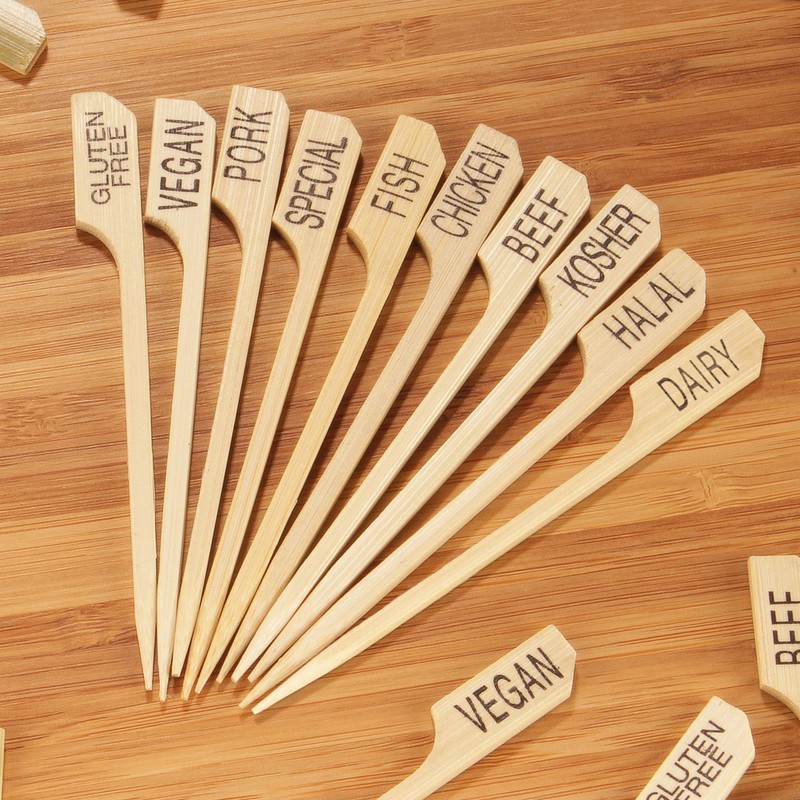 BambooMN - Gluten-Free Label Marker Bamboo Paddle Pick - 3.5"