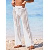 BreathSunny Womens Crochet Knit Elastic Waist Tie Swimsuit Coverup Pant