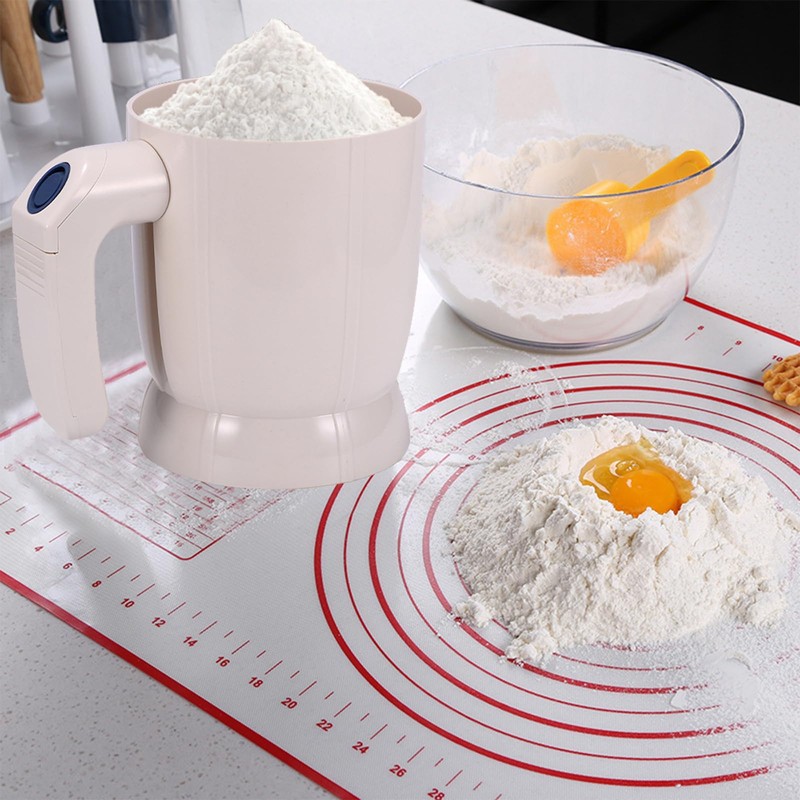 KIDENEI Electric Flour Sifter with Dough Scraper, 4 Cup Capacity