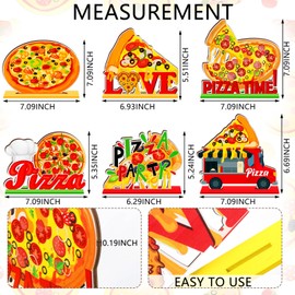 Suzile 6 Pcs Pizza Party Decorations Wooden Pizza Centerpieces Pizza Table Decorations Pizza Birthday Party Favors Decorations for Home I Love Pizza Gifts Baby Shower Party Supplies