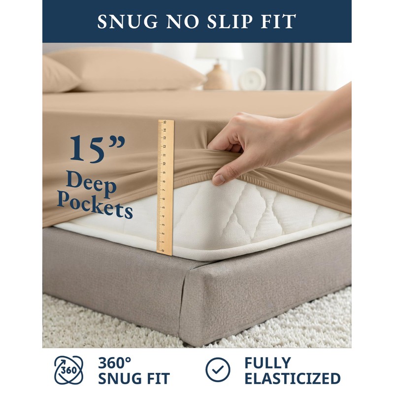 LANE LINEN 100% Organic Cotton California King Sheets Set, 4-Piece