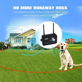 JUSTPET Dog Wireless Fence Pet Electric Containment System, Safe Harmless No Randomly Correction Dog Fence, Adjustable Control Range Up to 990 Feet, Rechargeable Waterproof Collar Receiver