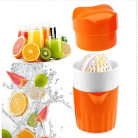 Jaliya's Hand Juicer Citrus Orange Squeezer Manual Lid Rotation Press Reamer for Lemon Lime Grapefruit with Strainer and Container, 2 Cups,Citrus Juicer with Pulp Control, Orange Peeler, and Juice