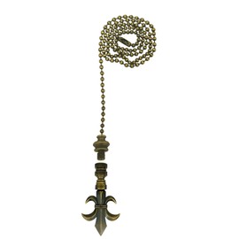 Royal Designs, Inc. Fleur De Lis Finial with Fan Pull Chain, Antique Brass - Pack of 1