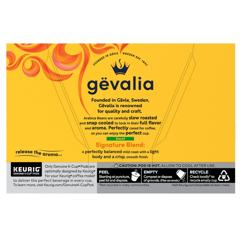 Gevalia Signature Blend Decaf Mild Light Roast K-Cup Coffee Pods,
