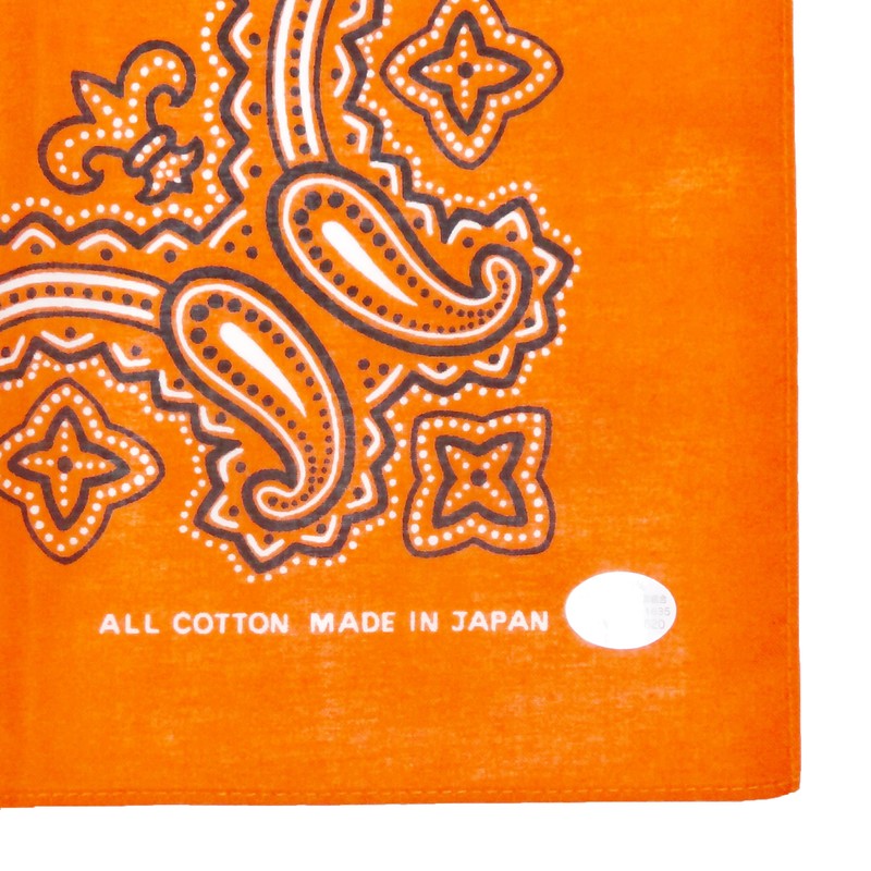 WKG Bandana, Paisley, Made in Japan, Cotton Handkerchief, orange