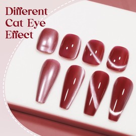 MIZHSE Cat Eye Nail Polish Quick Dry Nail Polish with Magnet Air Drying Fast Blood Red Color Nail Lacquer 15ml Cateye Nail Polish for Women Girl Non-Gel Nail Art Manicure DIY Home