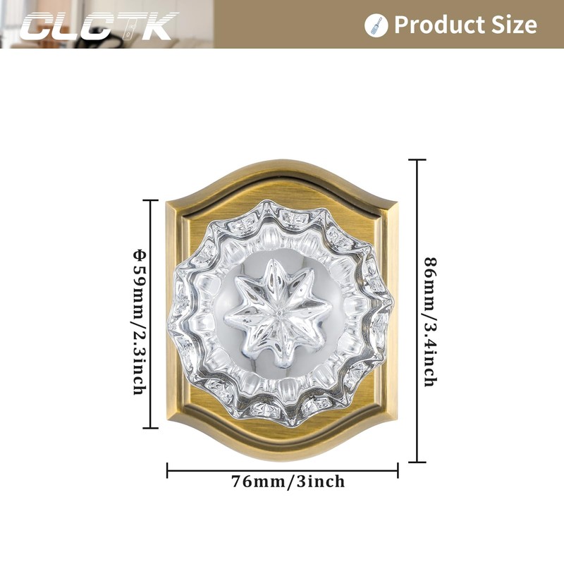 CLCTK 2 Pack Crystal Glass Dummy Door Knobs, Non-Turning Single