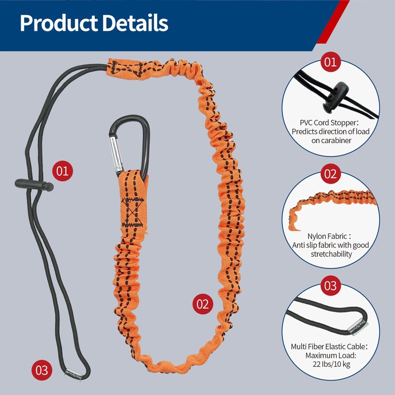 SOCROTO 3 Foot Tool Lanyard 5PCS Tool Tether Safety Tool