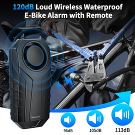 WSDCAM Bike Alarm with Remote 2 Pack, 113dB Loud Anti Theft Vibration Sensor Alarm Systems for Electric Bike Motorcycle Golf Car Trailer Mailbox Garage Door Waterproof Home Security Bike Accessories