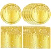 40 PCS Gold Birthday Tableware Set for Golden Themed Happy